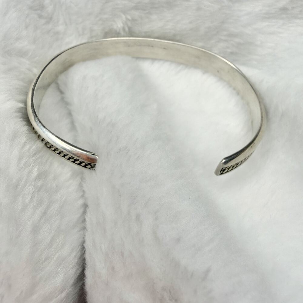 Sterling Silver Mother of Pearl Inlaid Cuff Bracelet Zig Zag Size 5-6 - Picture 4 of 5